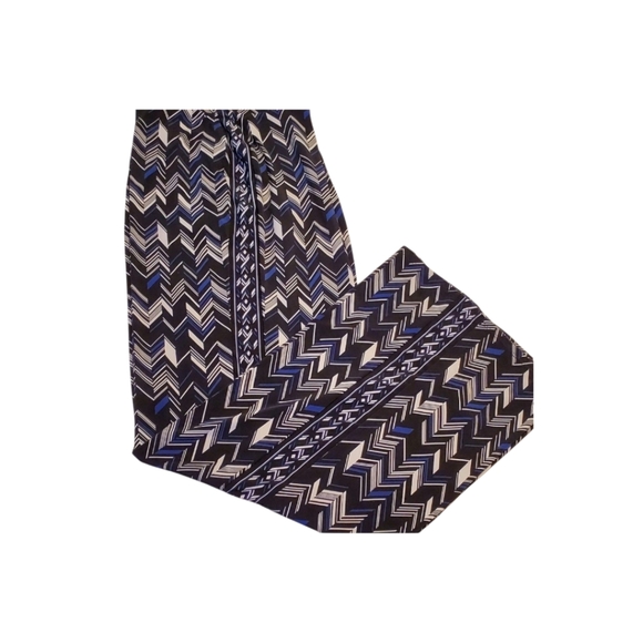 White House Black Market Wide Leg Herringbone Pattern Blue Lounge Pant Size S - Picture 1 of 8